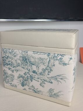 WOLF Designs Toile Storage Box Blue White Jewelry Organizer